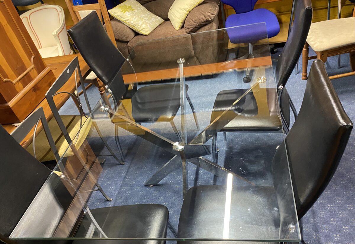 Glass Dining Table & Four Chairs