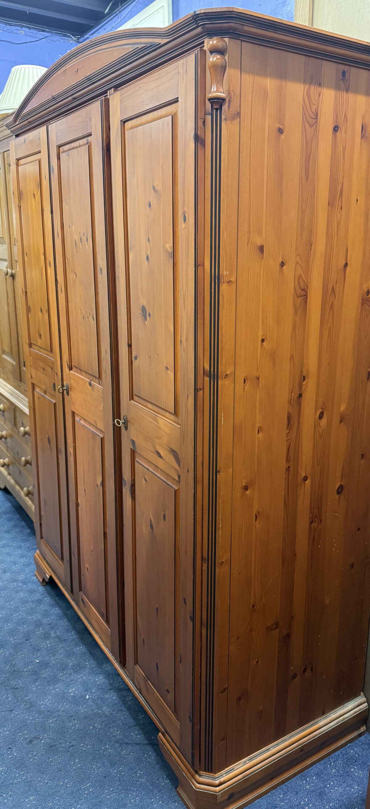 Pine three door wardrobe